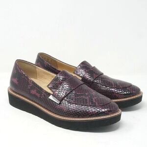 Naturalizer Adiline Loafers Platform Leather Snake Print Slip On Shoes 8W